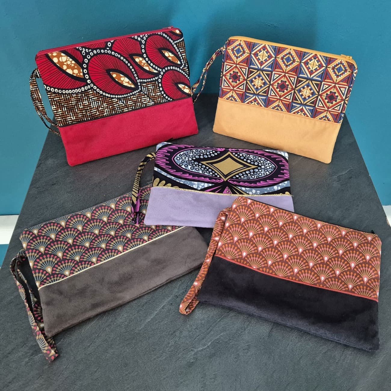 Pochette Bi-matière suédine